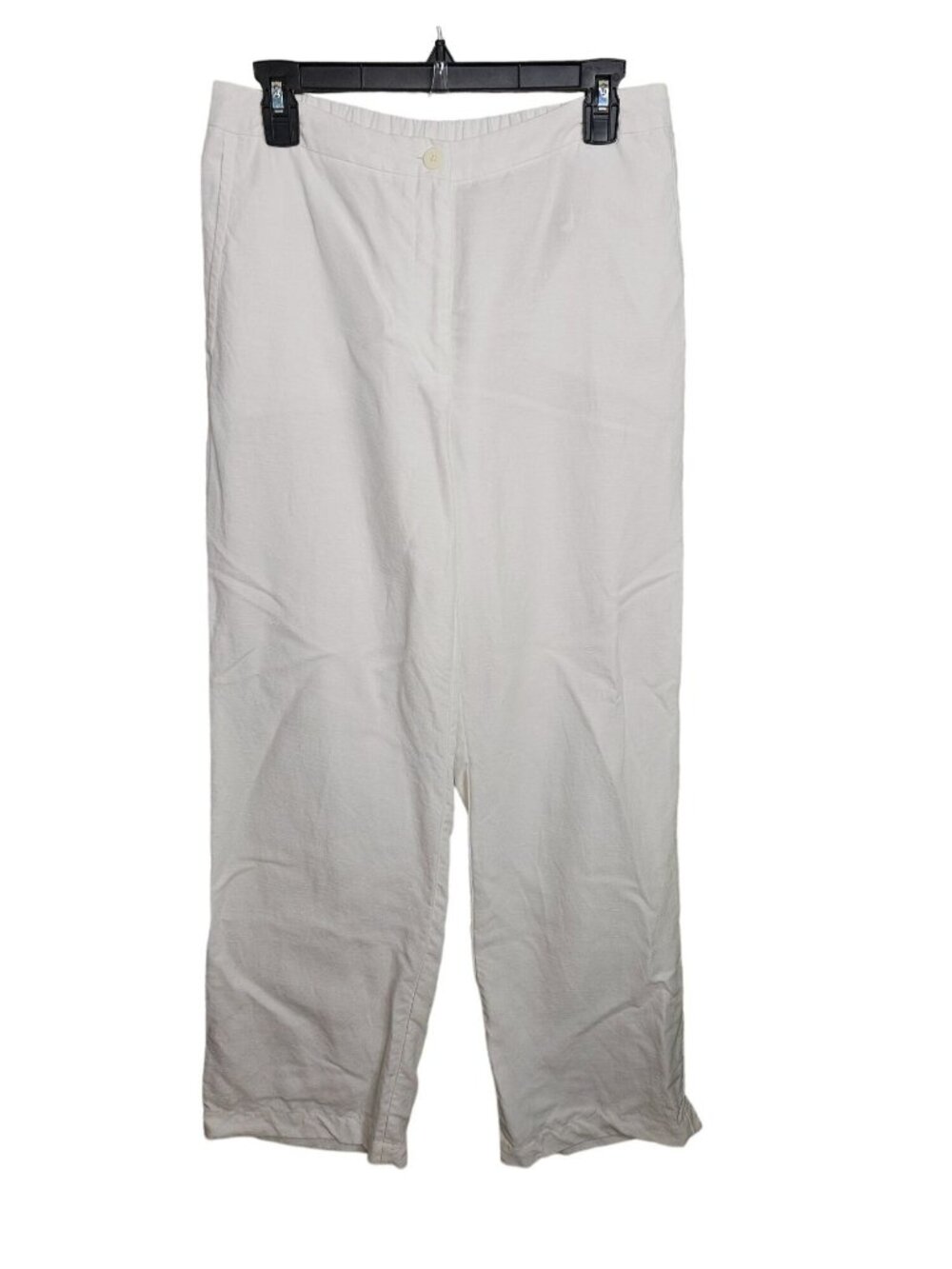 Eileen Fisher White Lyocell Organic Linen Slub Wide Leg Pant Women Size Small